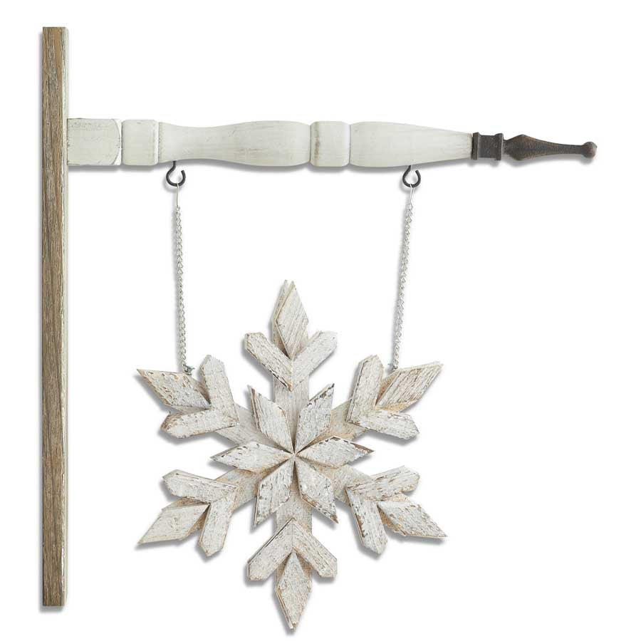 Whitewashed Wood Snowflake Hanging Arrow Replacement Sign
