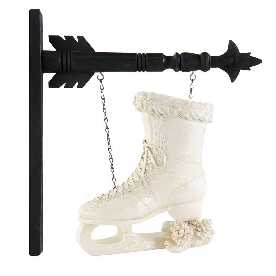 Glittered Cream Ice Skate Arrow Replacement Sign