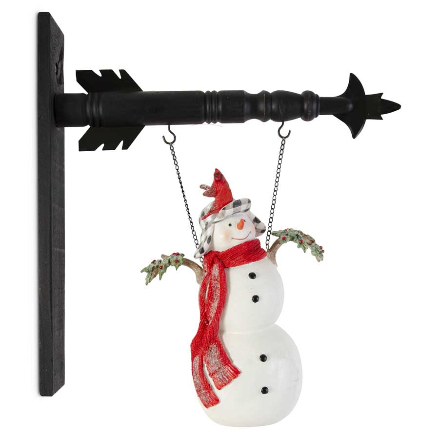 Glittered Snowman with Cardinals Arrow Replacement Sign