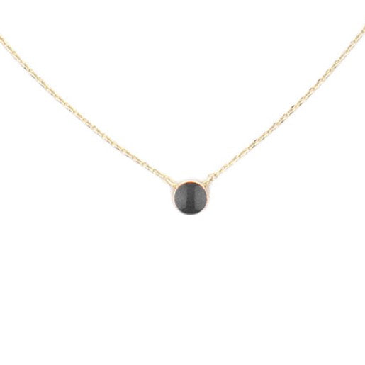 14K Gold Dipped Enamel Round Pendant Necklace