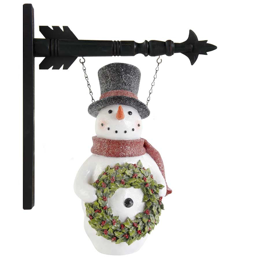 Glittered Snowman with Wreath Arrow Replacement Sign