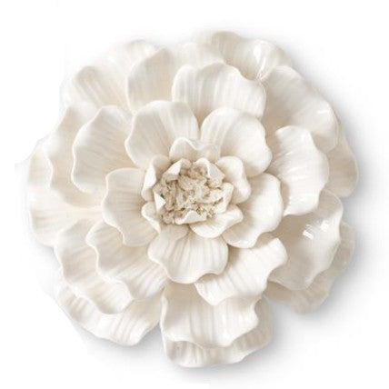 Wall Hanging Glossy Ceramic Wavy White Flowers (Set of 3)