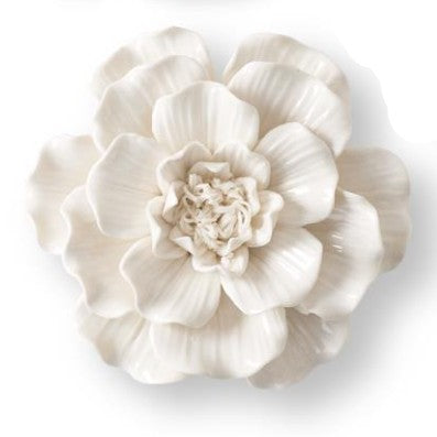 Wall Hanging Glossy Ceramic Wavy White Flowers (assorted sizes)
