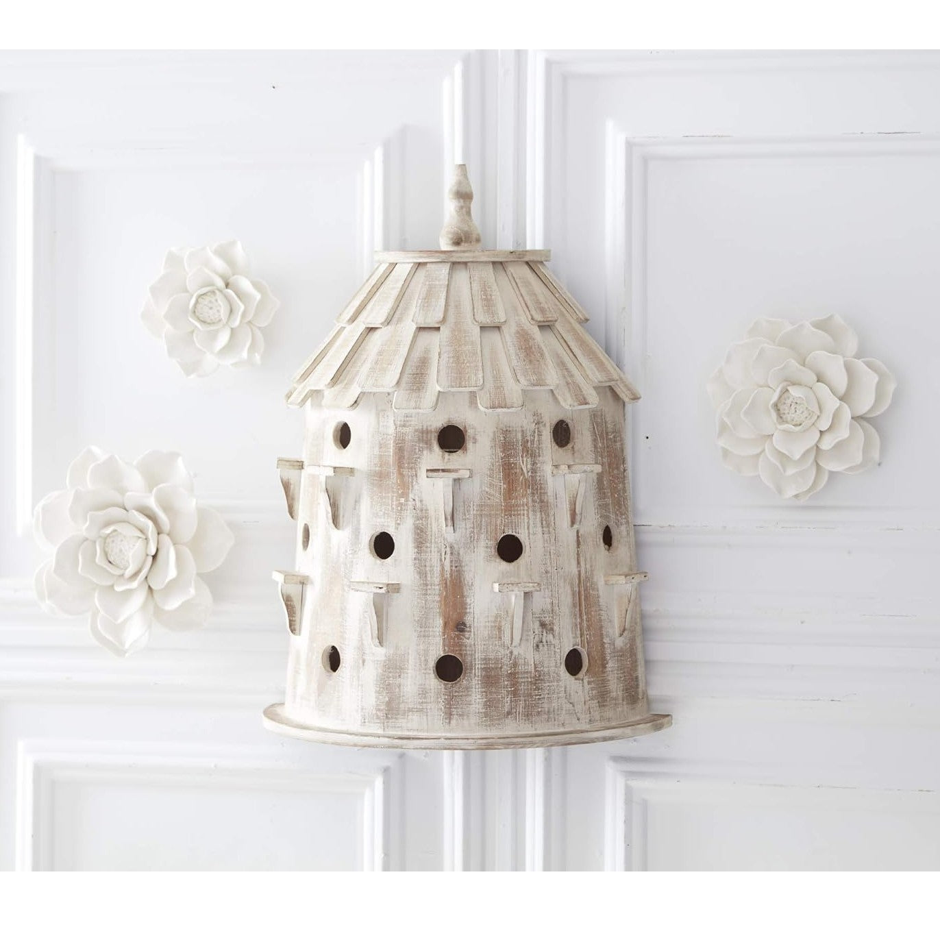 Wall Hanging Glossy Ceramic White Flowers (assorted sizes)