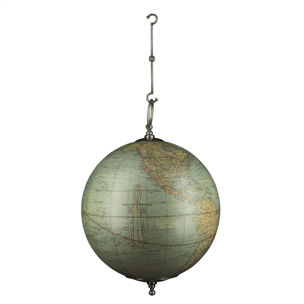 Weber Costello 1920s Hanging Globe (Pewter Finish Hooks)