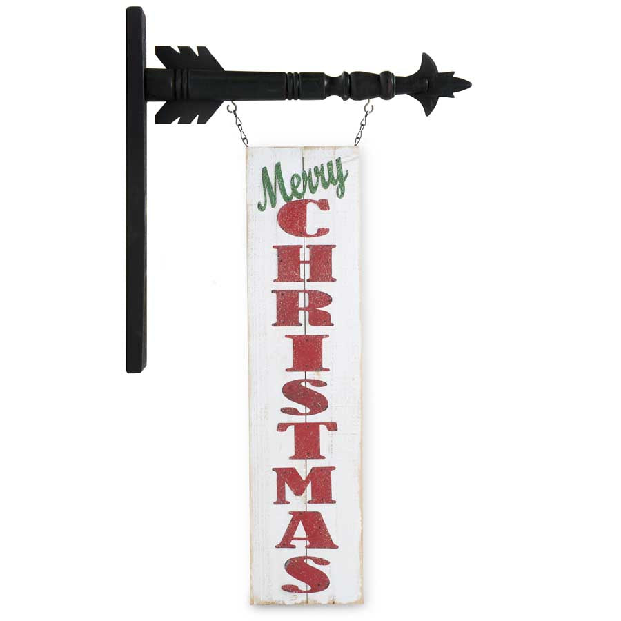 Vintage Look MERRY CHRISTMAS White Wood Sign Arrow Replacement Sign