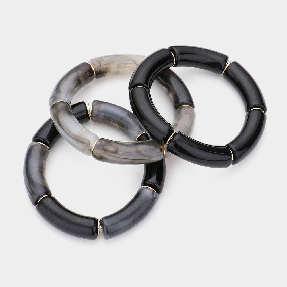 Stretch Bracelet (Black, Set of 3)