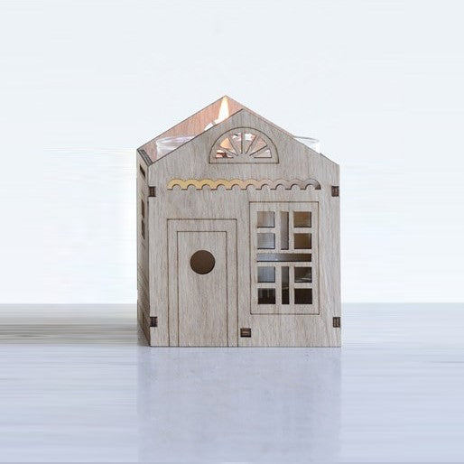 Fresh Fir Candle in Natural Wood House