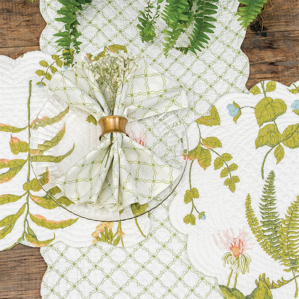 Anessa Reversible Botanical Trellis Napkin Set