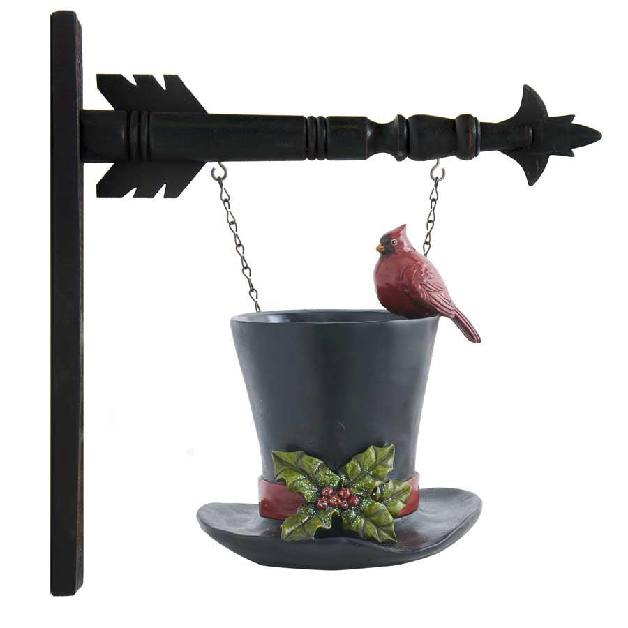 Black Top Hat Vase with Cardinal Arrow Replacement Sign