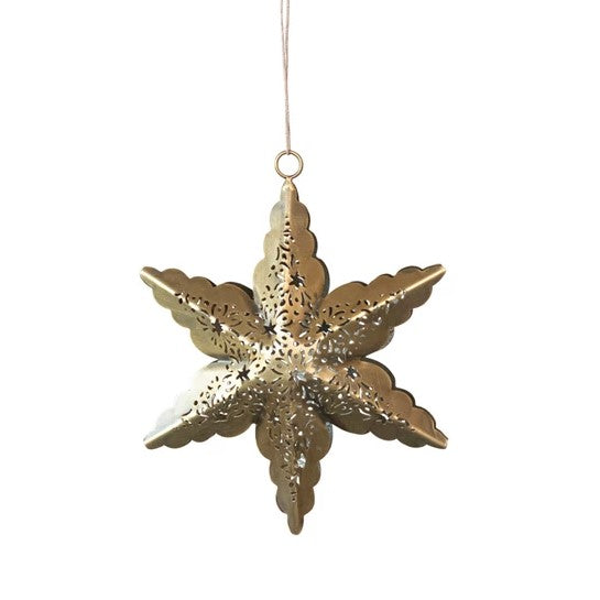 Antique Brass Laser Cut Star Christmas Tree Ornament