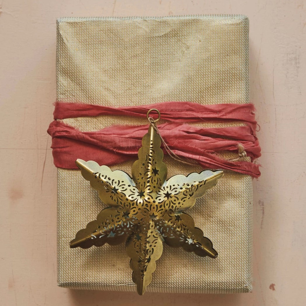 Antique Brass Laser Cut Star Christmas Tree Ornament