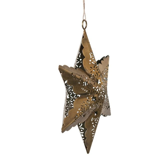 Antique Brass Laser Cut Star Christmas Tree Ornament