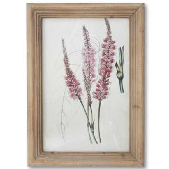 Flower Botanical Wall Art with Natural Frame (Pink Long)