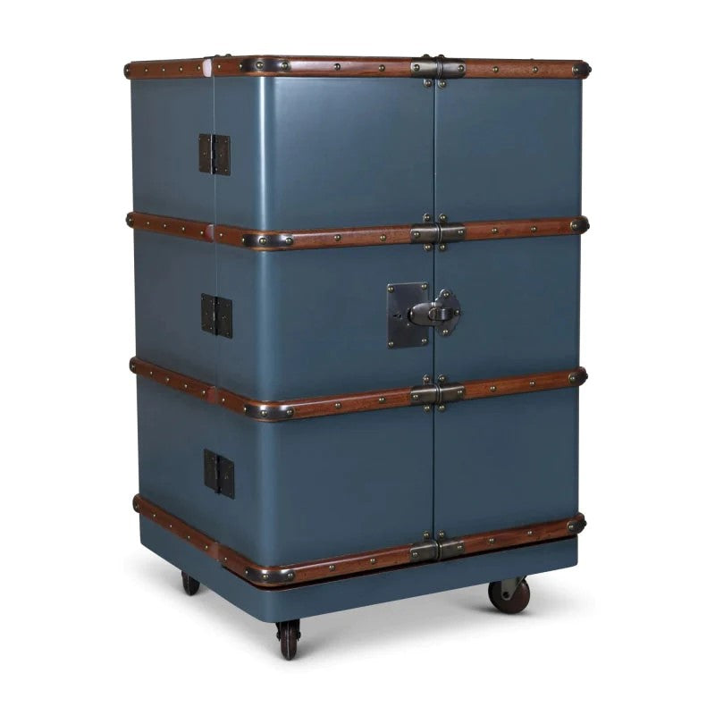 Polo Club Folding Trunk Bar on Wheels (Petrol Blue)