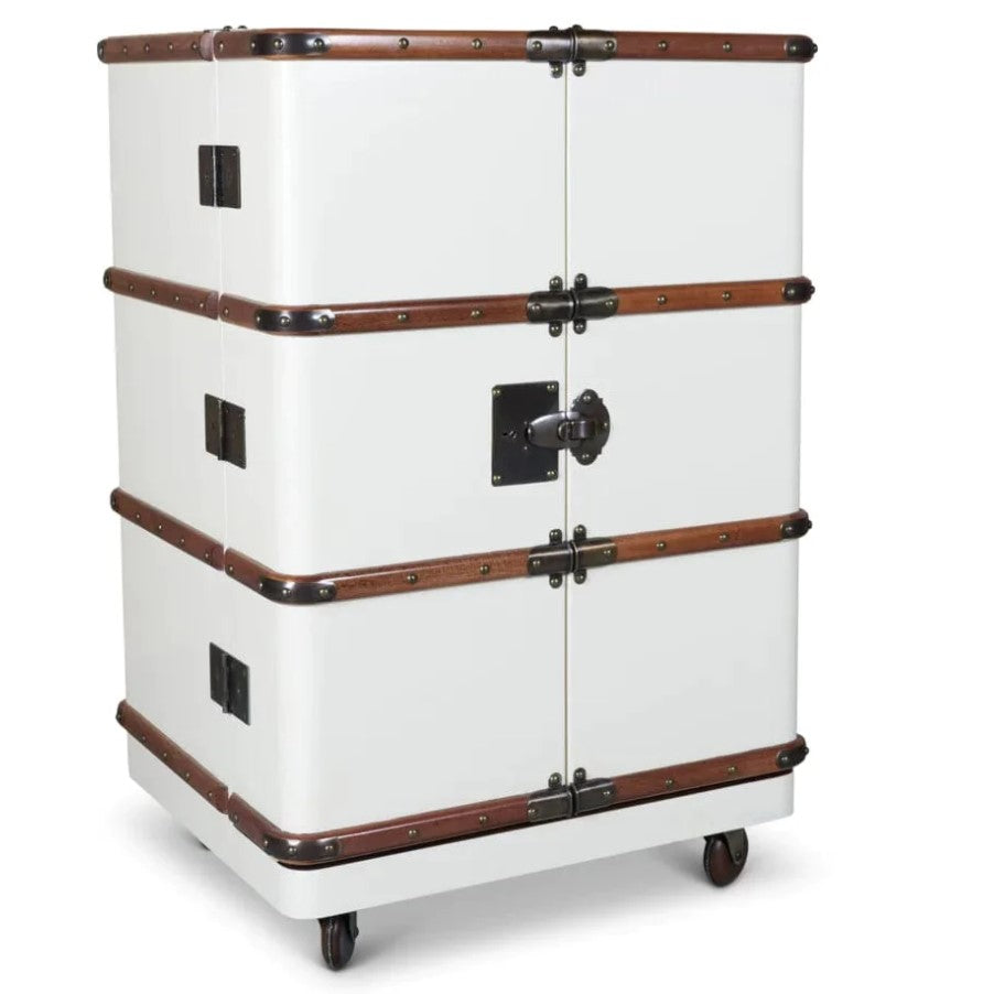 Polo Club Folding Trunk Bar on Wheels (Off White)