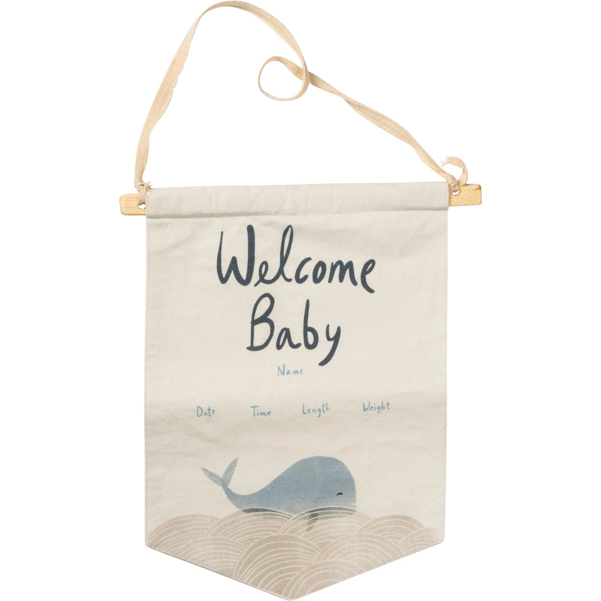 Welcome Baby Blue Whale Wall Hanging Banner