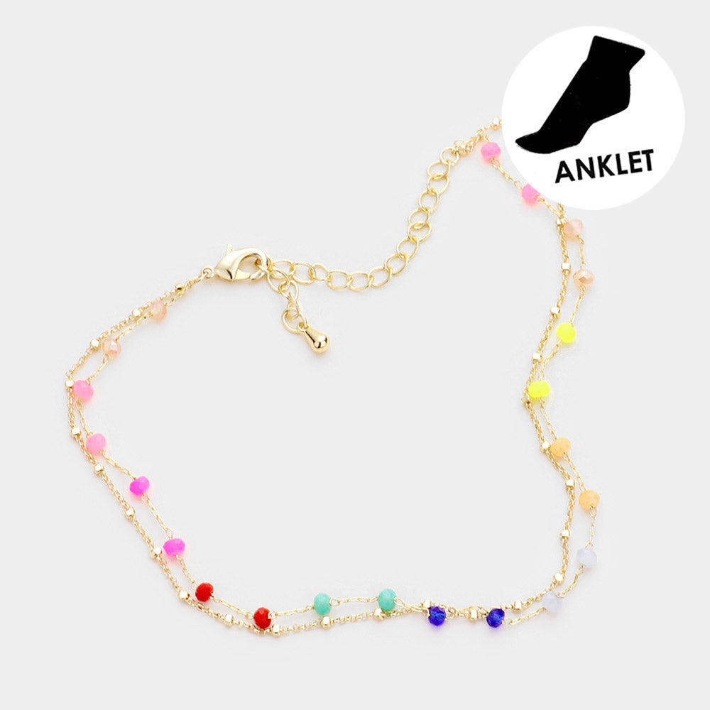 Bead Link Layered Anklet (Multi)