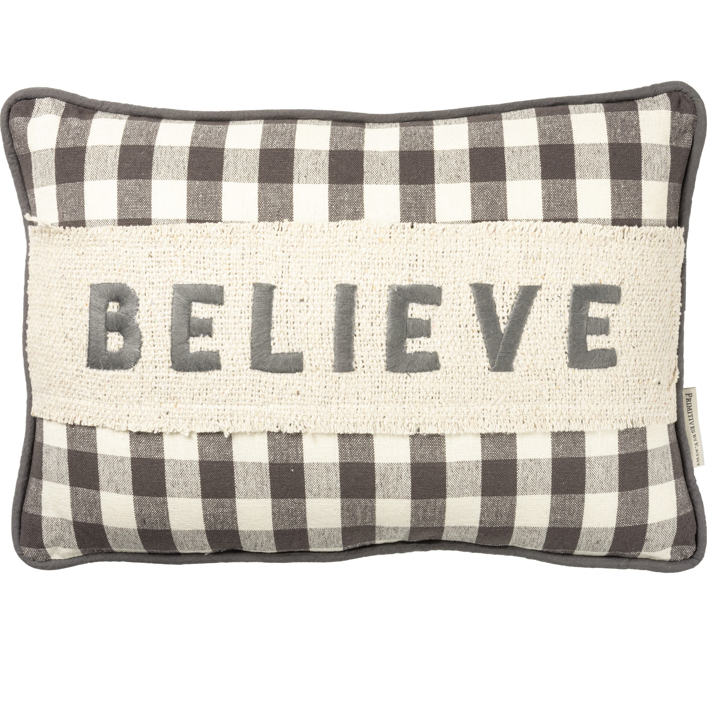 Black Buffalo Plaid Believe Christmas Throw Pillow