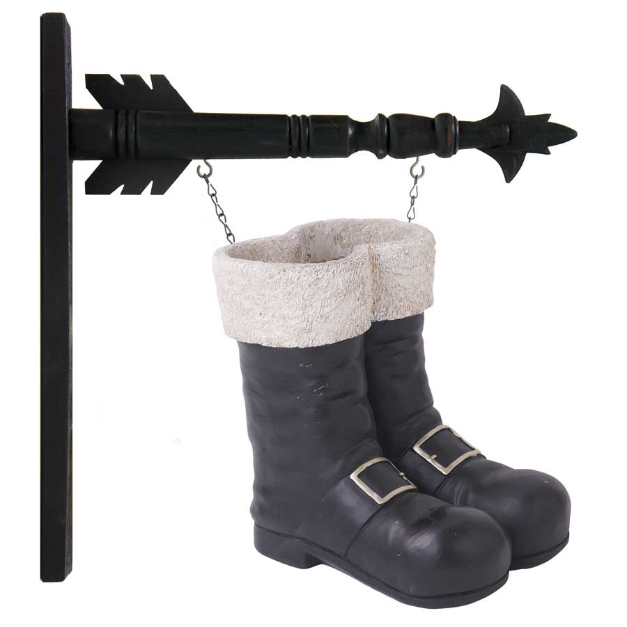 Black and White Santa Boots Container Arrow Replacement Sign