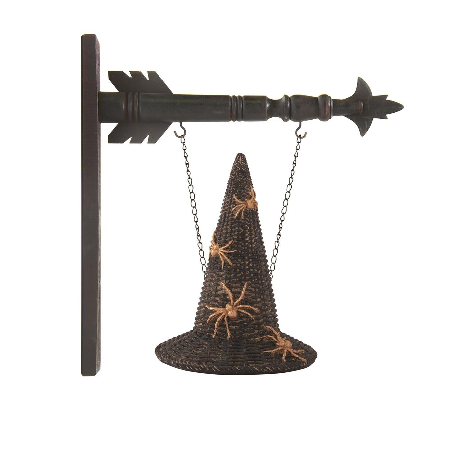 Witch Hat with Gold Spiders Hanging Arrow Replacement Sign