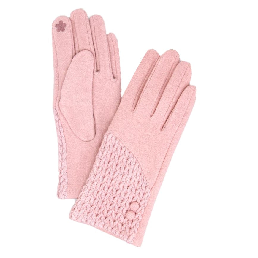 Cable Knit Button Touch Smart Winter Gloves (Assorted Colors)