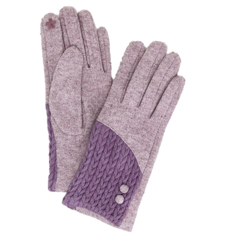 Cable Knit Button Touch Smart Winter Gloves (Assorted Colors)