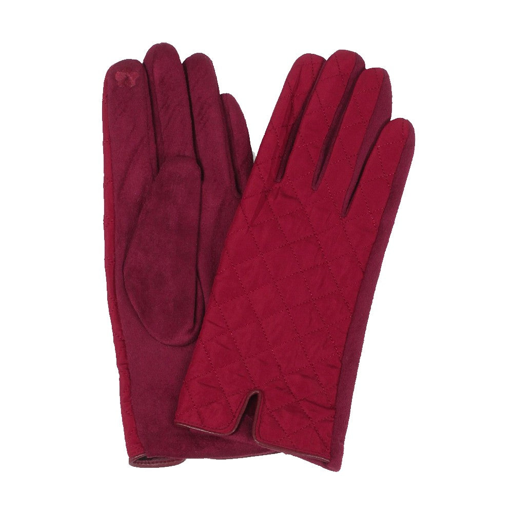Quilted Smart Touch Winter Gloves (Burgundy Red)