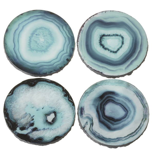Blue Faux Agate Coaster Set