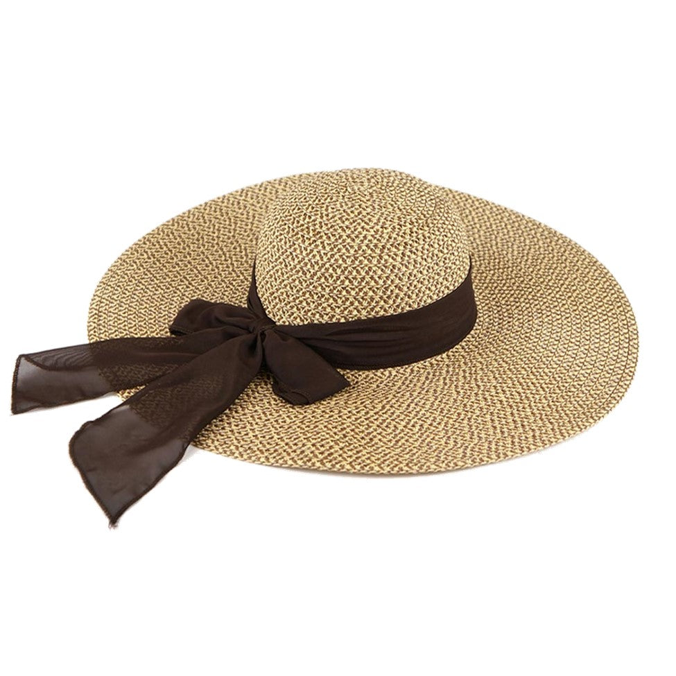 Bow Accented Straw Summer Sun Hat