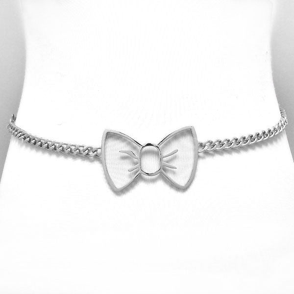 Silver Chain Belt with Bow Detail