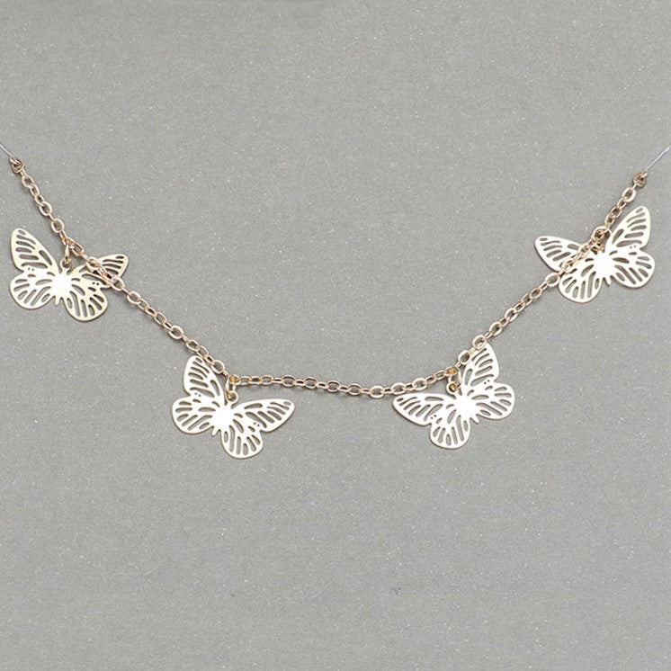 Brass Metal Butterfly Necklace