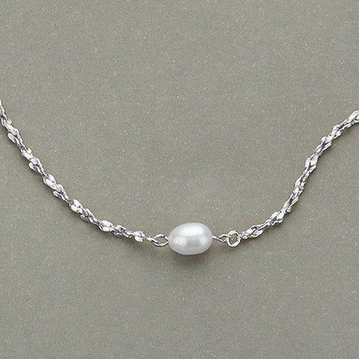 Petite Pearl Pendant Necklace (Silver)