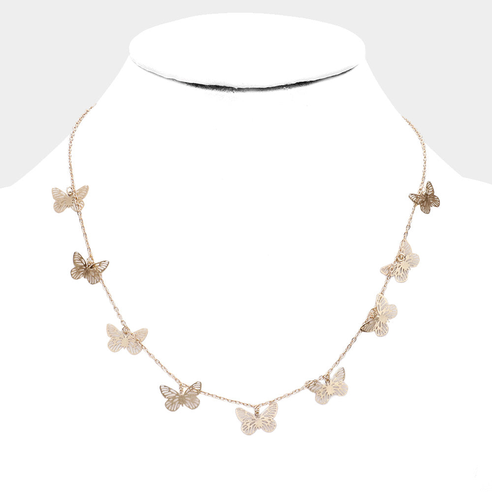 Brass Metal Butterfly Necklace