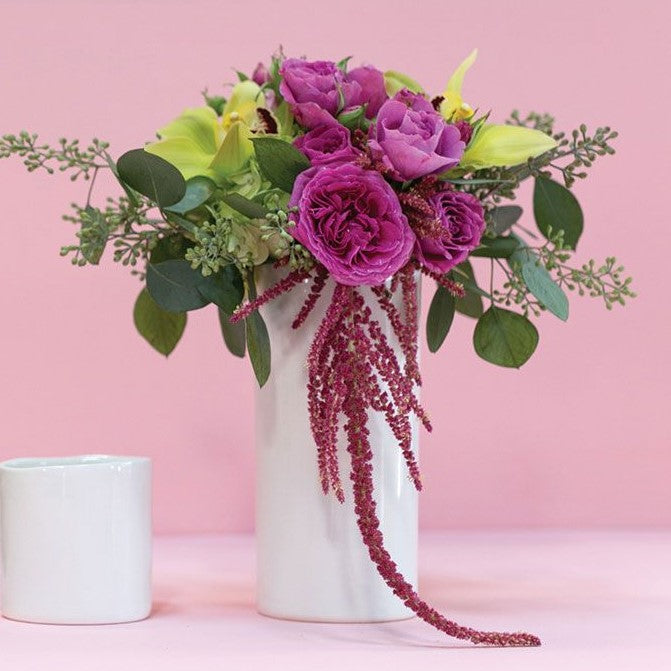 White Modern Brooklyn Cylinder Vase (Small)