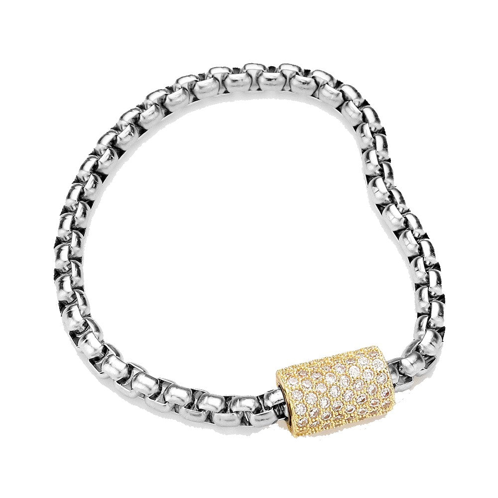 Pave Cylinder Pointed Magnetic Barrel Bracelet