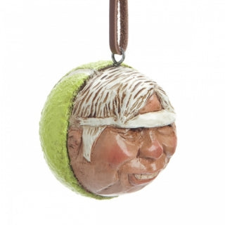Carved Santa Face Tennis Ball Christmas Tree Ornament