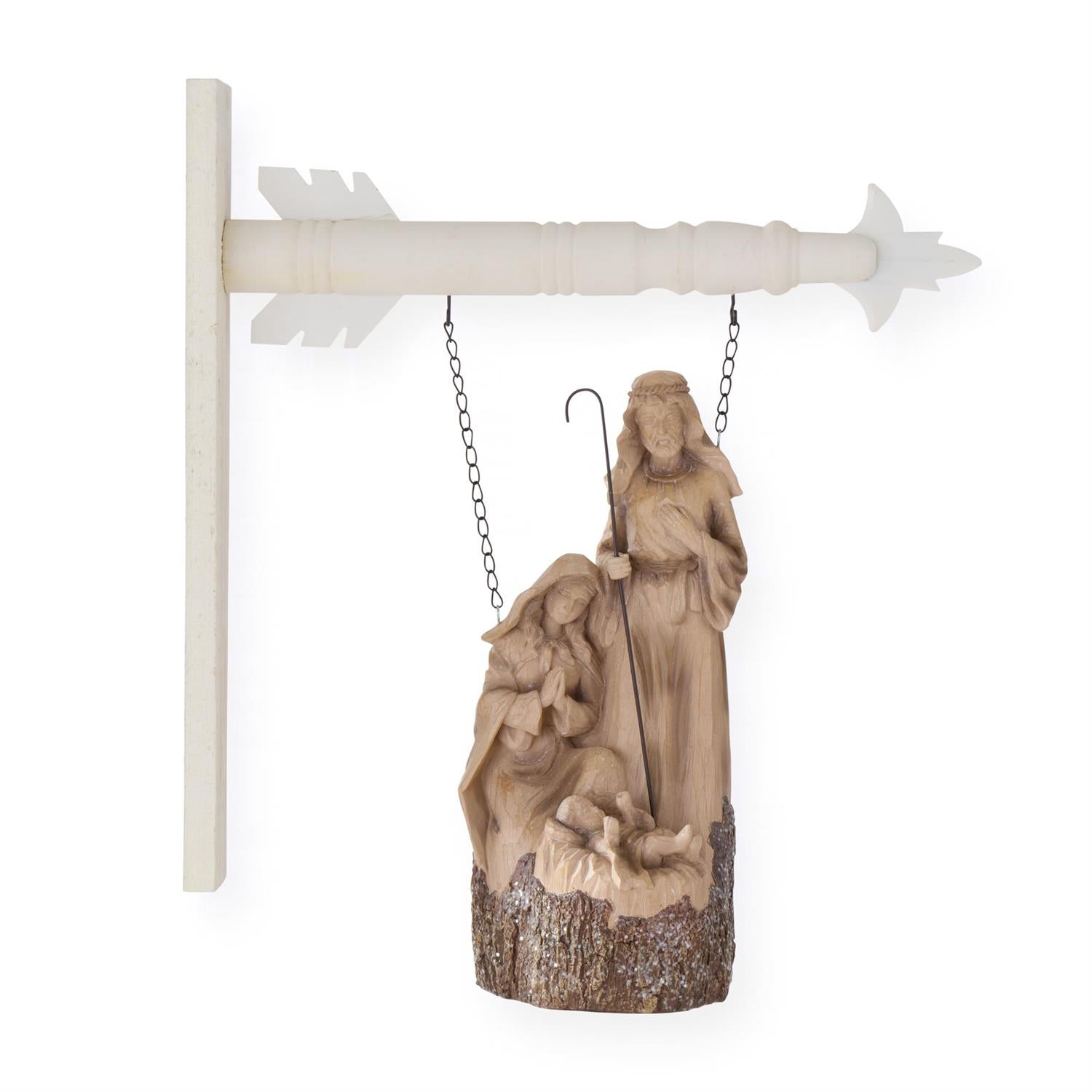 Woodgrain LED Nativity with Timer Hanging Arrow Replacement Sign