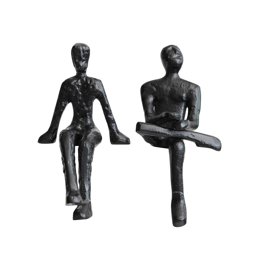 Sitting Shelf Man Figure Statues (Set of 2)