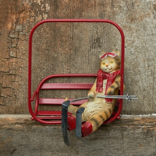 Cat on Ski Lift Christmas Tree Ornament