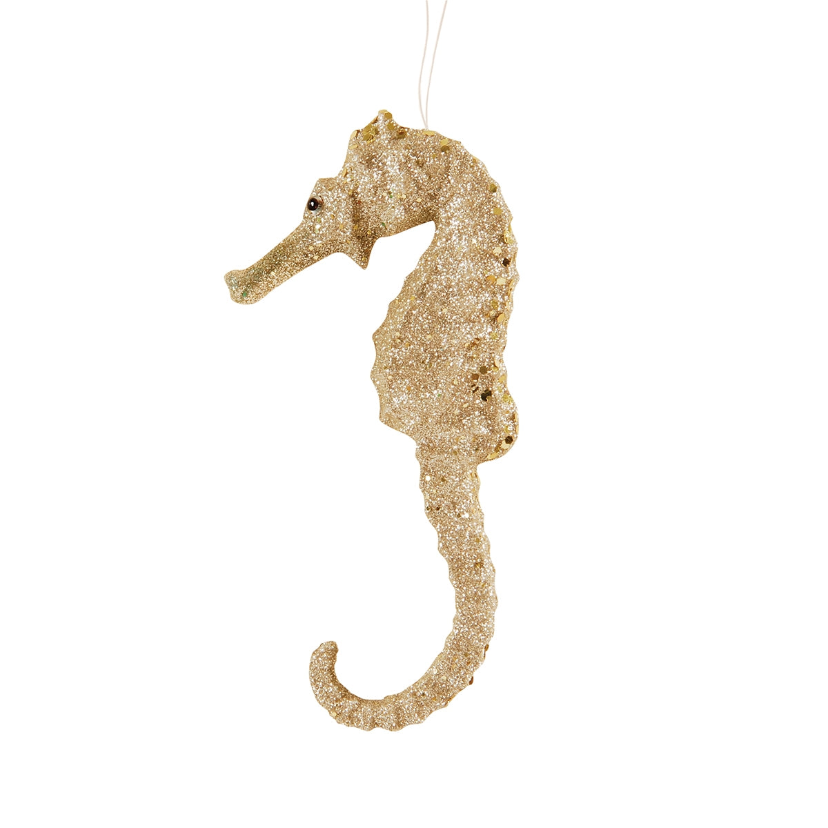 Champagne Glitter Seahorse Coastal Christmas Sea Life Ornament