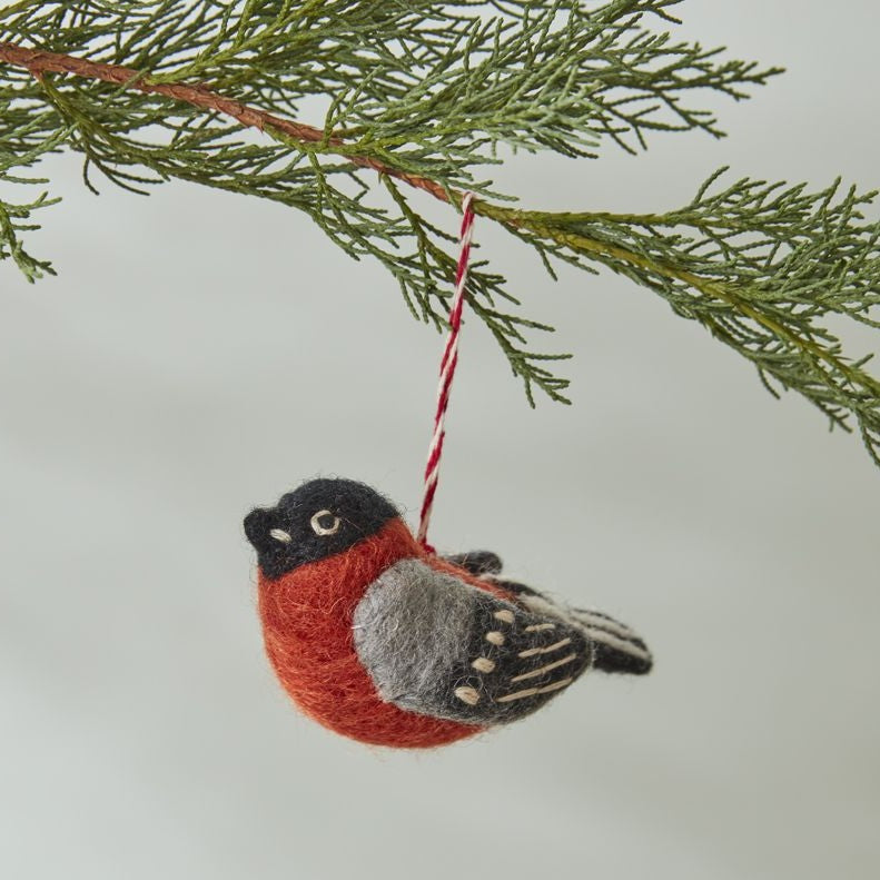 Red Felted Bird Christmas Tree Ornament