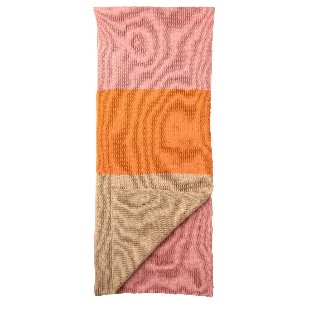 Chelsea Orange Pink Tan Color Block Knit Scarf