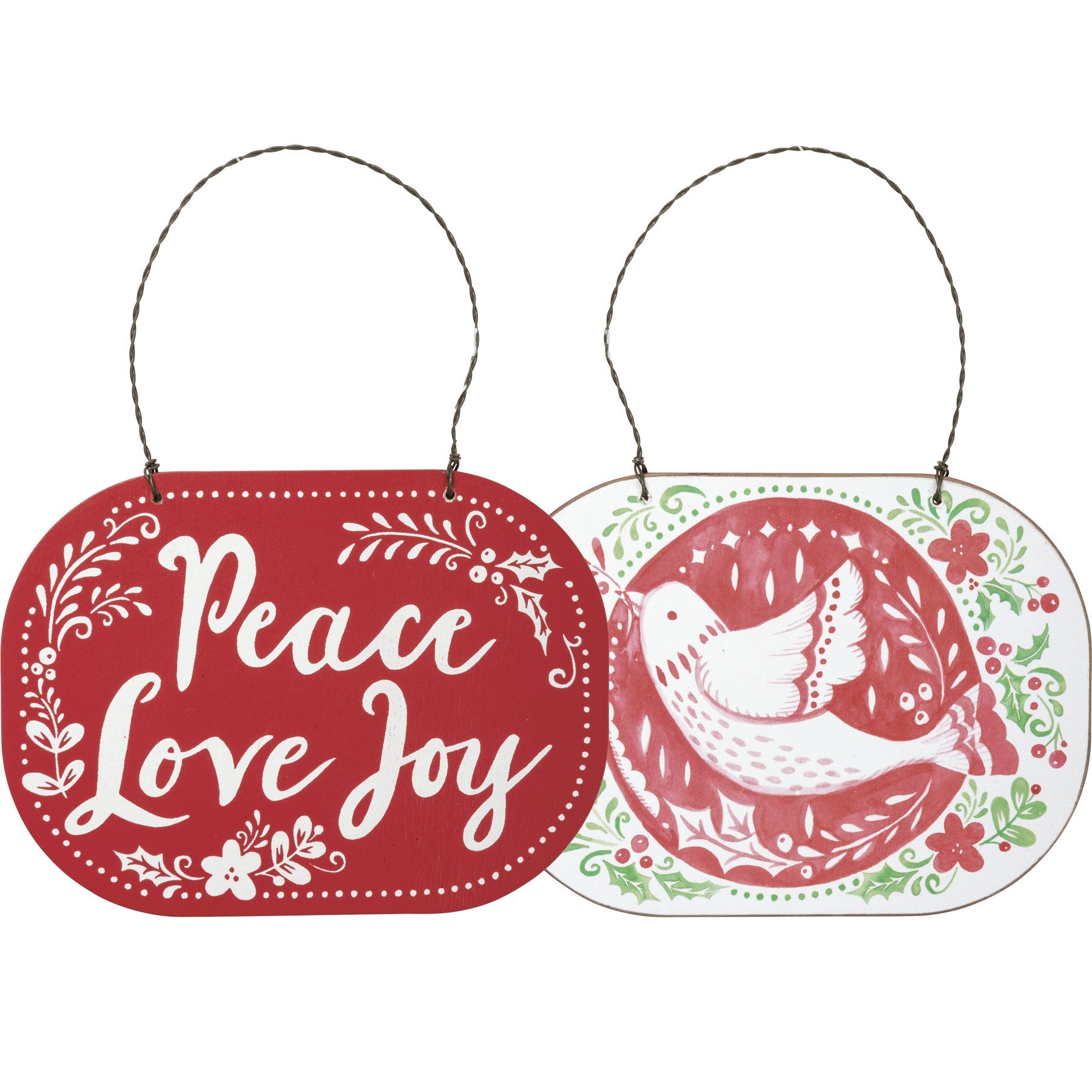 Reversible Bird - Peace Love Joy Christmas Tree Ornament
