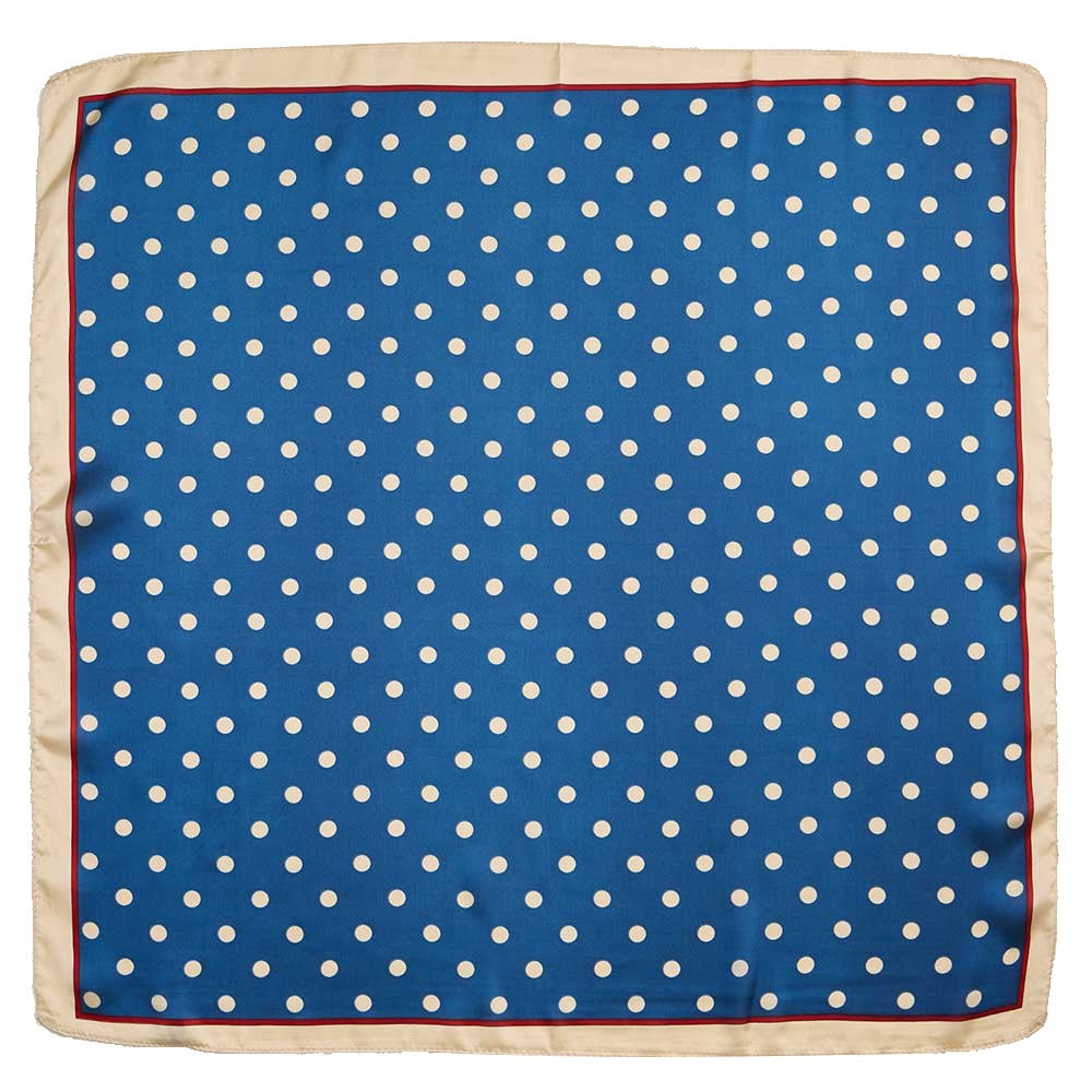 Classic Polka Dot Square Silky Satin Scarf (Navy Blue)