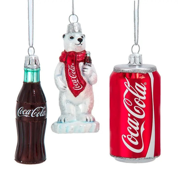 Coca Cola® Soda Glass Christmas Tree Ornament Set