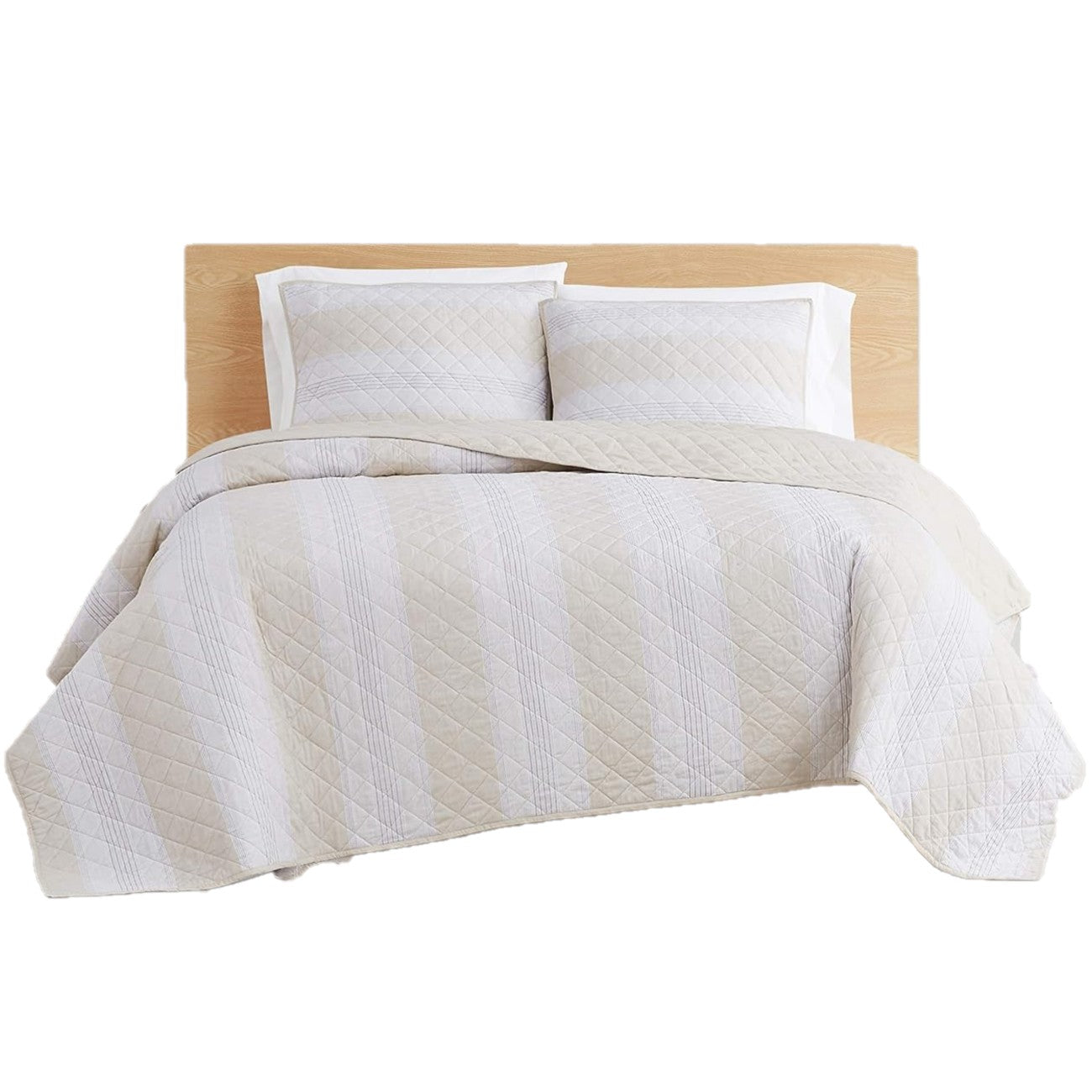 Neutral Stripe Full/Queen Quilt & Pillow Sham Set