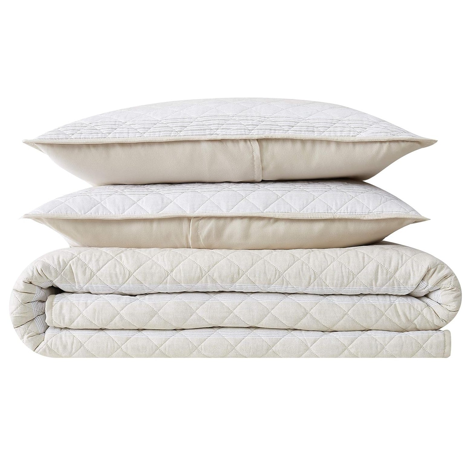 Neutral Stripe Full/Queen Quilt & Pillow Sham Set