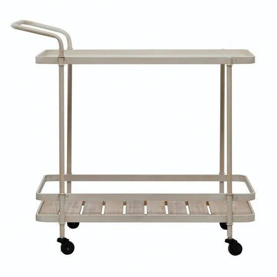 Two-Tiered Serving Bar Cart, Cream