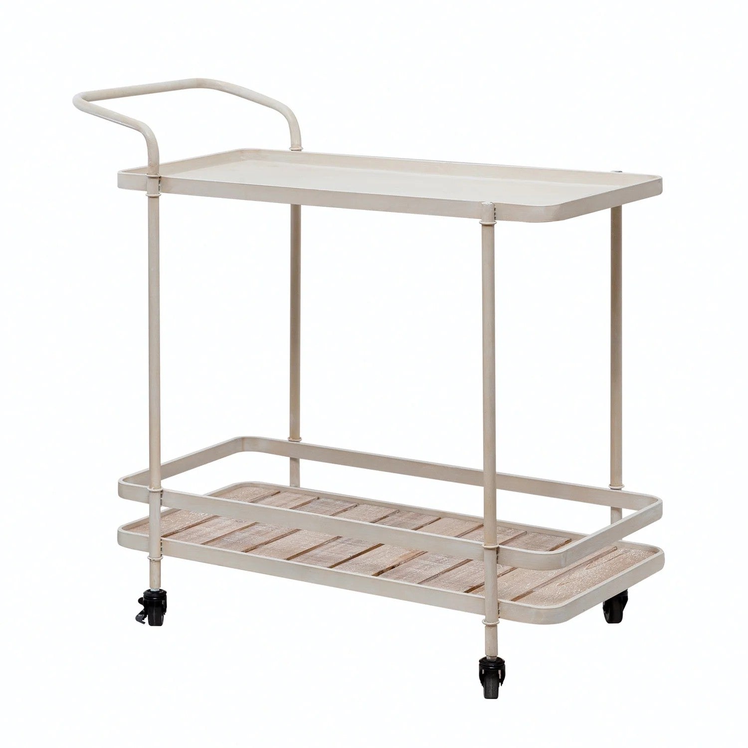 Two-Tiered Serving Bar Cart, Cream